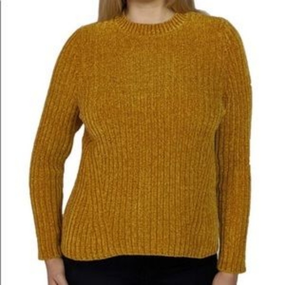 Jachs Girlfriend Mustard Ribbed Chenille Sweater Size L - Picture 1 of 7